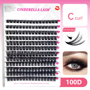 192 Clusters 100P DIY Lash Extension Soft Eyelash Hair And Band C/D Curl 8/10/12/14/16/18MM Length Big Volume Factory Supply Lash Style For Party/Wedding/Dancing And So On